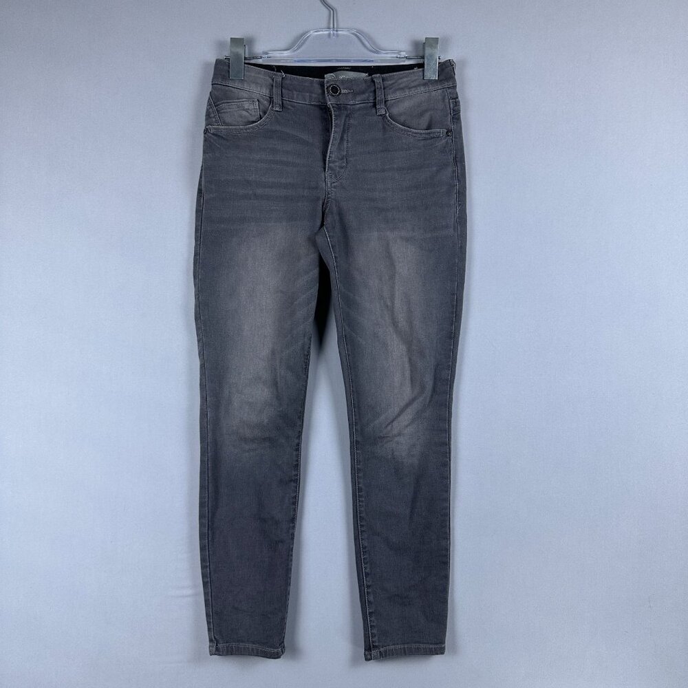 Wit Wisdom Jeans Skinny Womens Size 2 Petite Stretch Mid-Rise Dark Wah Gray
